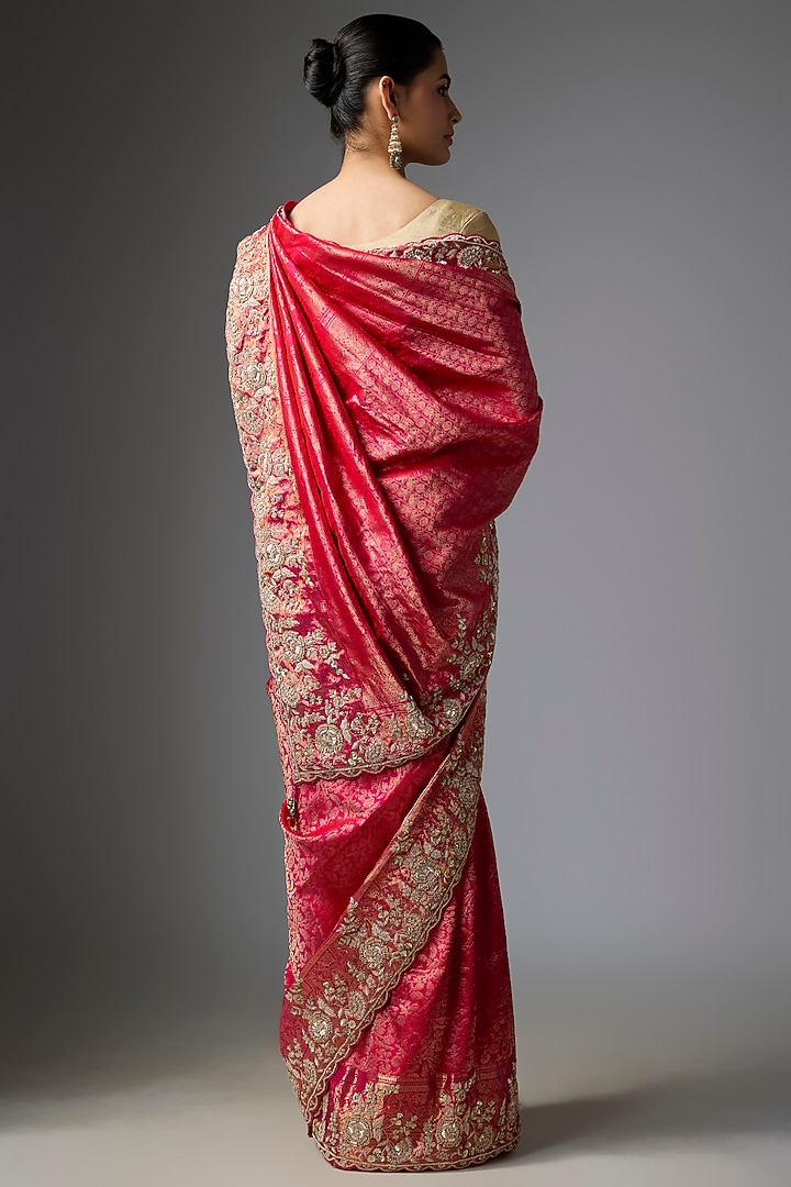 Pink Kanjivaram Reception Saree Set by TATWAMM By Abhishek & Vinita at Pernia's Pop Up Shop
