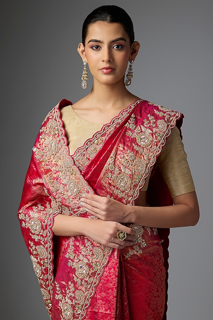 Pink Kanjivaram Reception Saree Set by TATWAMM By Abhishek & Vinita at Pernia's Pop Up Shop