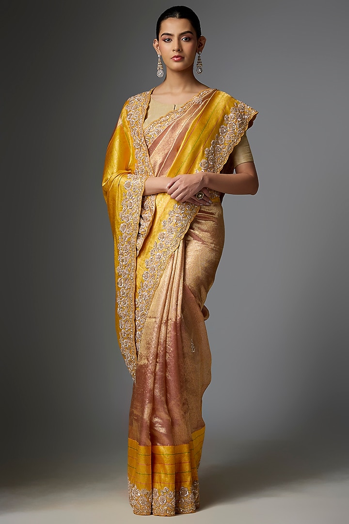 Mustard Kanjivaram Bridal Saree Set by TATWAMM By Abhishek & Vinita at Pernia's Pop Up Shop