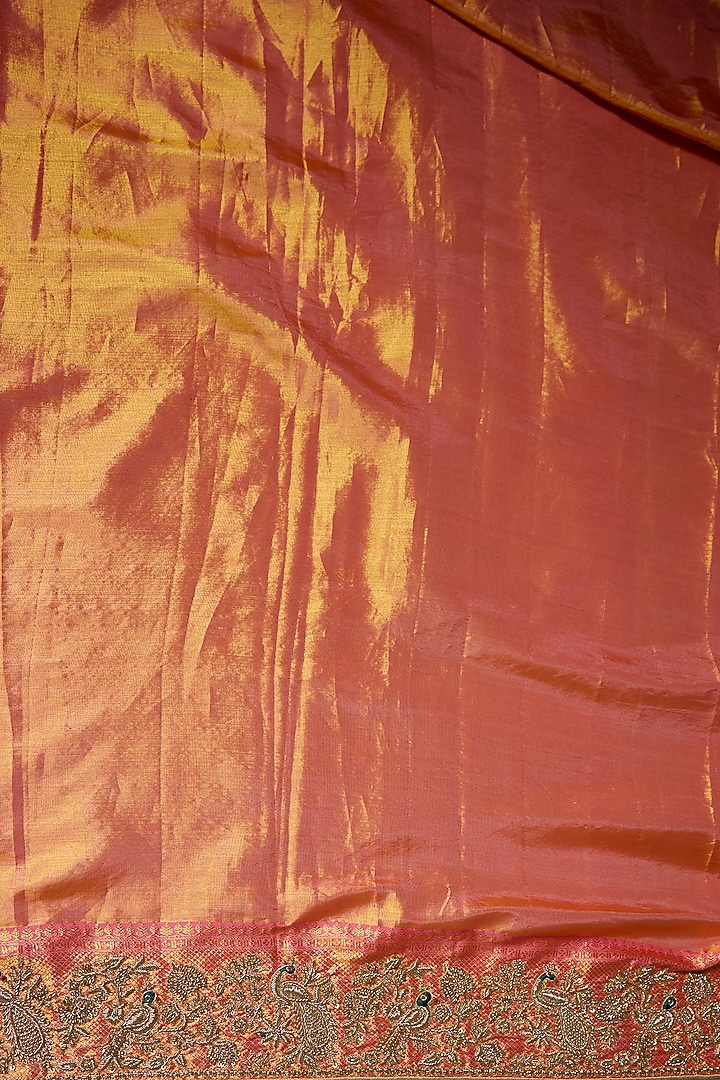 Peach Kanjivaram Reception Saree Set by TATWAMM By Abhishek & Vinita at Pernia's Pop Up Shop