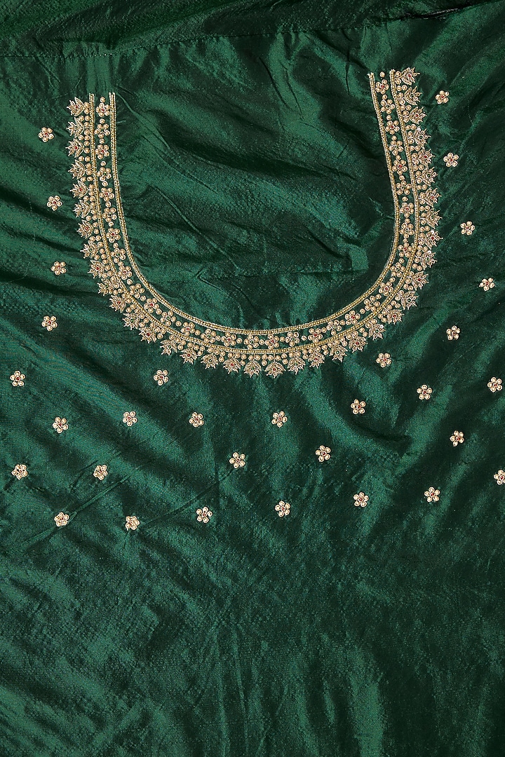 Green Silk Reception Saree by TATWAMM By Abhishek & Vinita at Pernia's Pop Up Shop