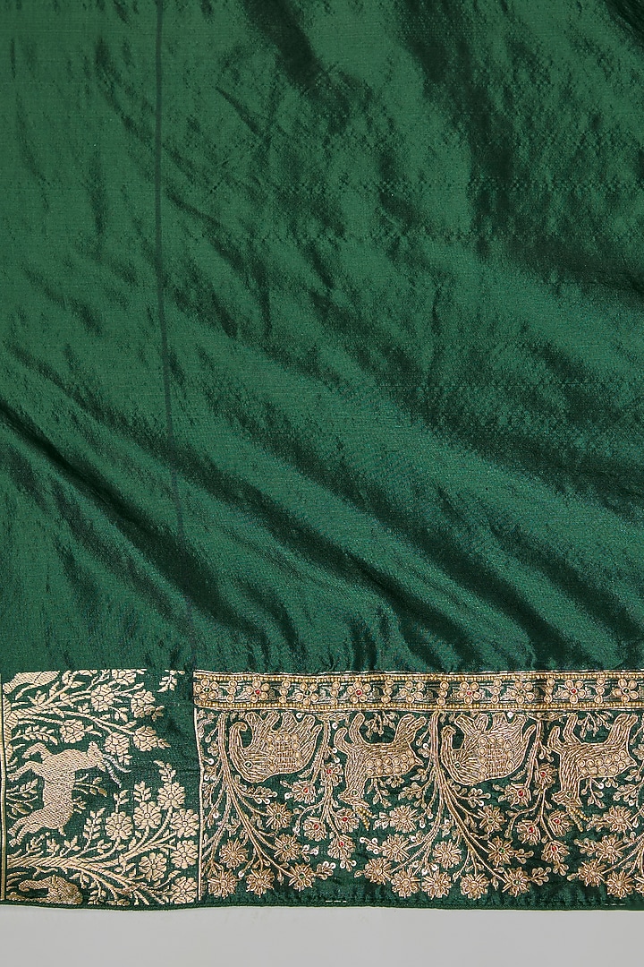 Green Silk Reception Saree by TATWAMM By Abhishek & Vinita at Pernia's Pop Up Shop
