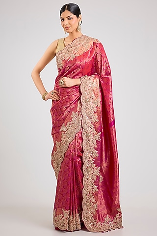 Pink Kanjeevaram Silk Saree by TATWAMM By Abhishek & Vinita