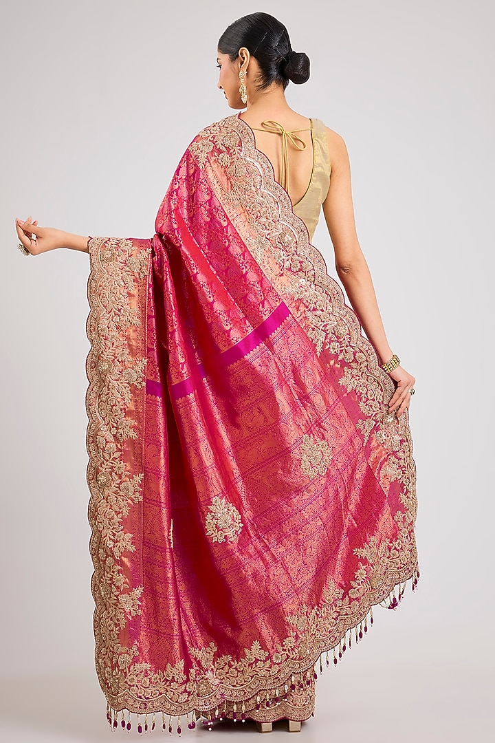 Pink Kanjeevaram Silk Bridal Saree by TATWAMM By Abhishek & Vinita at Pernia's Pop Up Shop