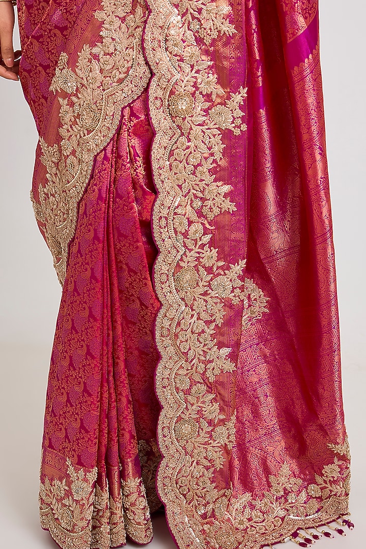 Pink Kanjeevaram Silk Bridal Saree by TATWAMM By Abhishek & Vinita at Pernia's Pop Up Shop