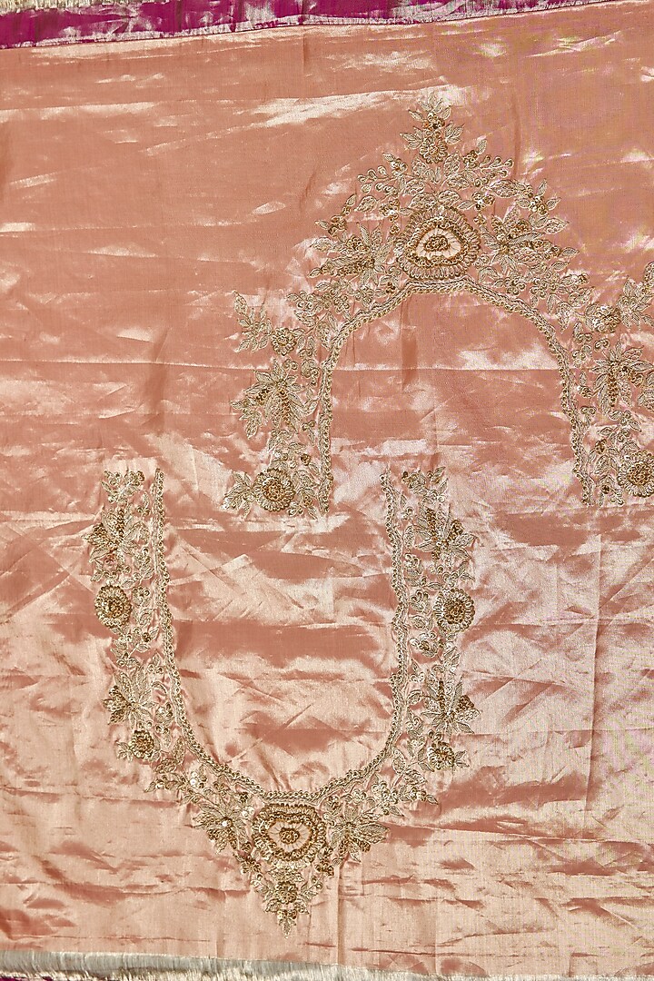 Peach Kanjivaram Silk Reception Saree by TATWAMM By Abhishek & Vinita at Pernia's Pop Up Shop