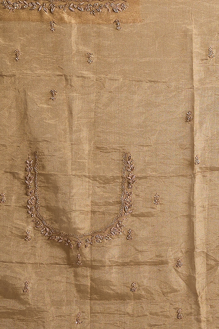 Gold Tissue Silk Reception Saree Set by TATWAMM By Abhishek & Vinita at Pernia's Pop Up Shop