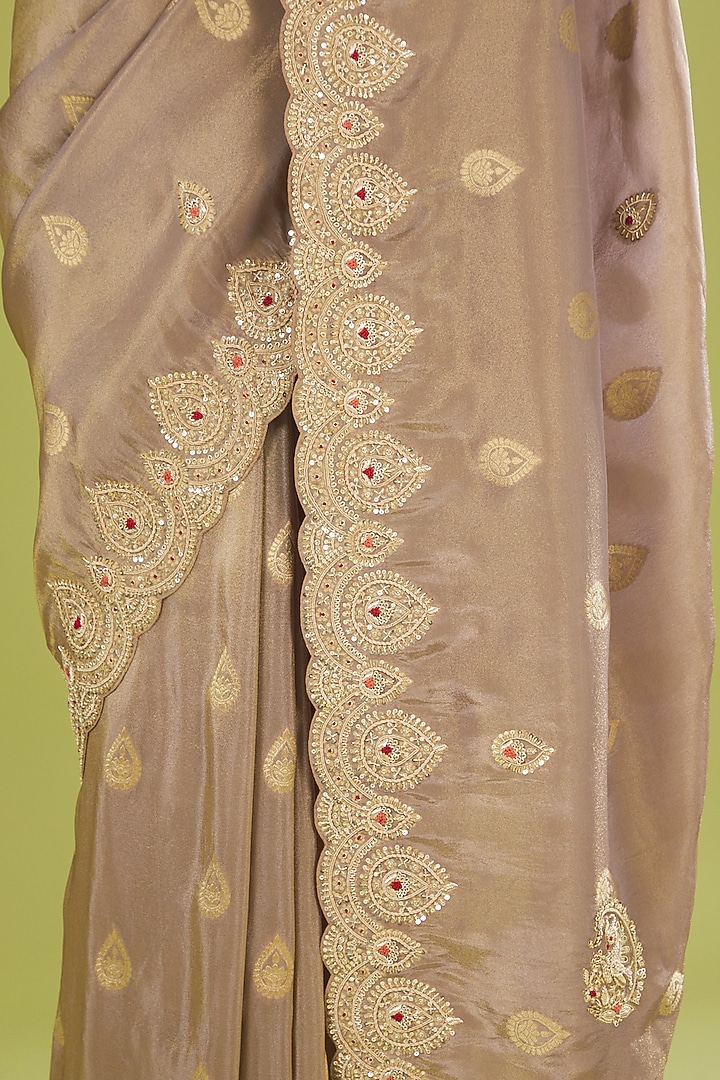 Mauve Banarasi Zardosi Embroidered Party Wear Saree by TATWAMM By Abhishek & Vinita at Pernia's Pop Up Shop
