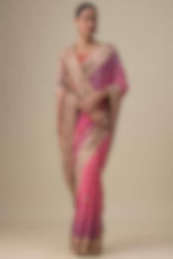 Pink Bandhani Zardosi Work Wedding Saree by TATWAMM Couture at Pernia's Pop Up Shop