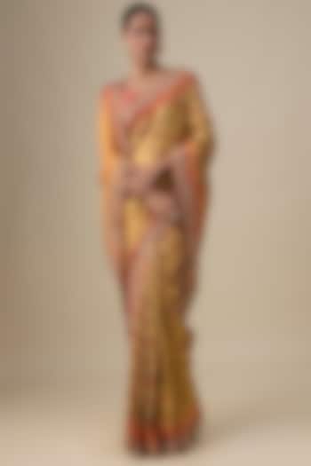 Gold Silk Zardosi Work Kanjivaram Wedding Saree by TATWAMM Couture at Pernia's Pop Up Shop