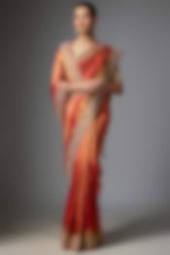 Red Kanjivaram Reception Saree Set by TATWAMM By Abhishek & Vinita at Pernia's Pop Up Shop