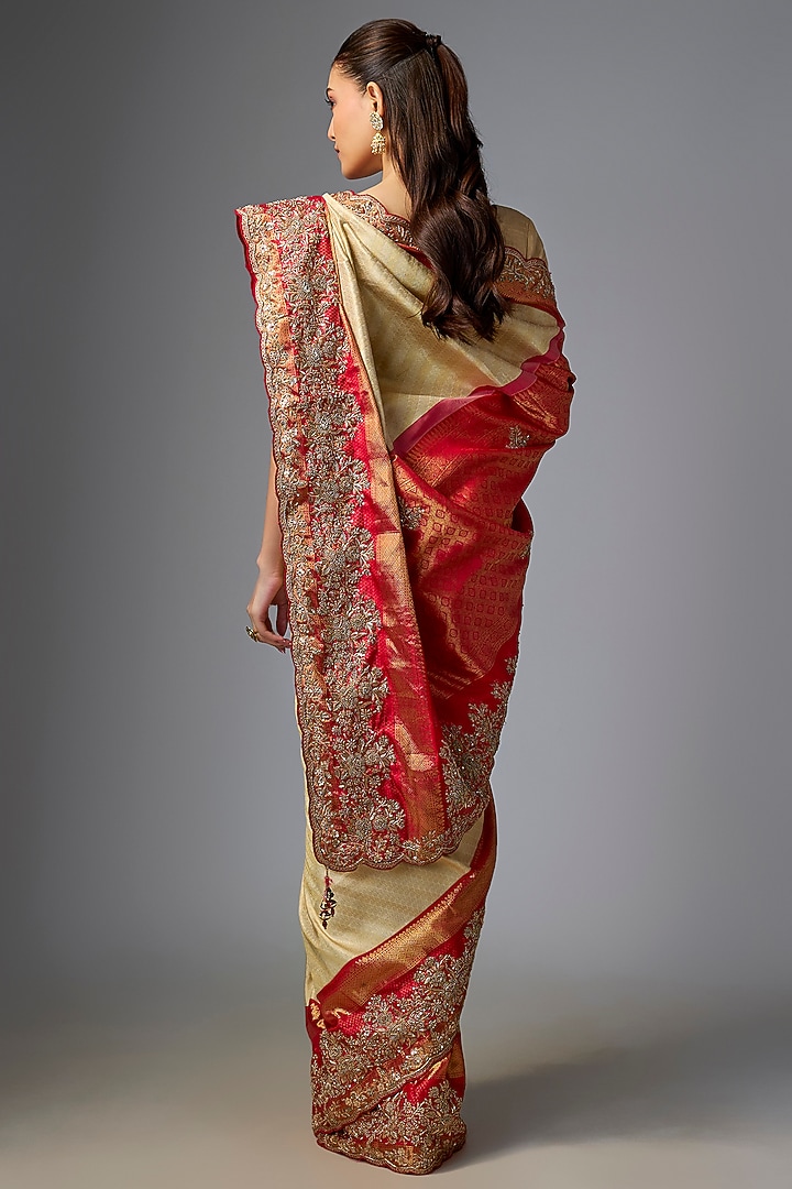 Red Kanjivaram Reception Saree Set by TATWAMM By Abhishek & Vinita at Pernia's Pop Up Shop