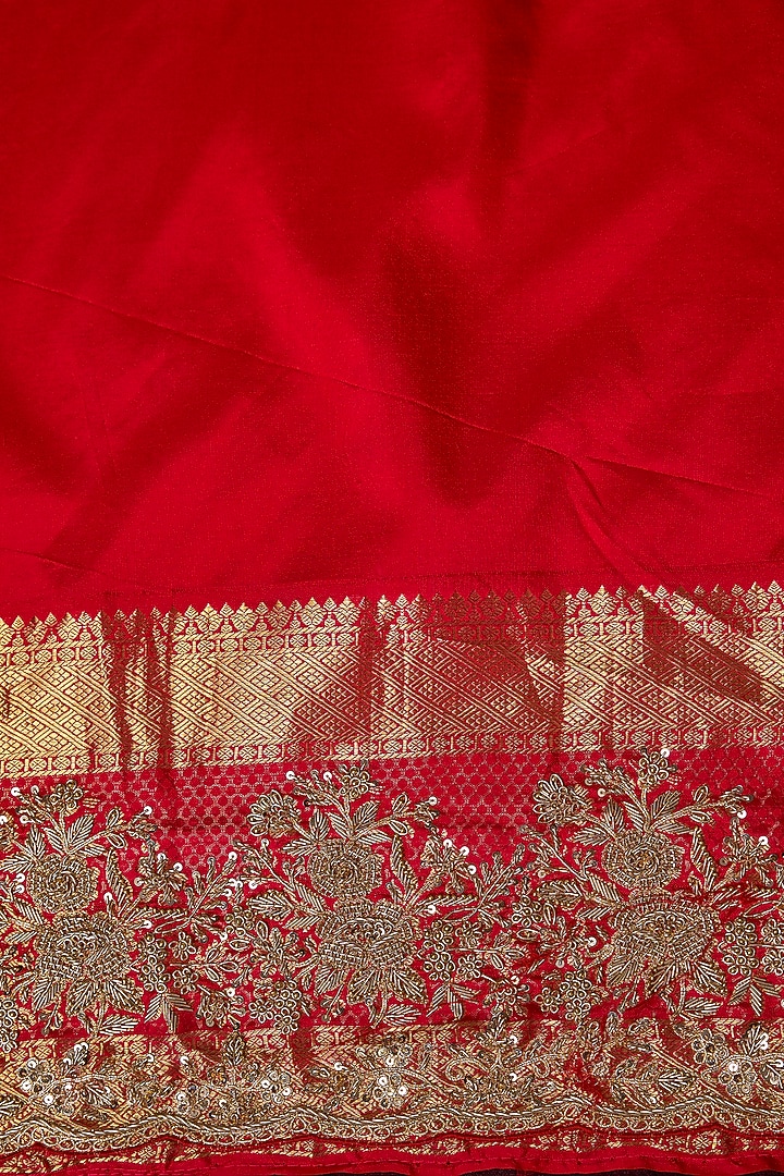 Red Kanjivaram Reception Saree Set by TATWAMM By Abhishek & Vinita at Pernia's Pop Up Shop