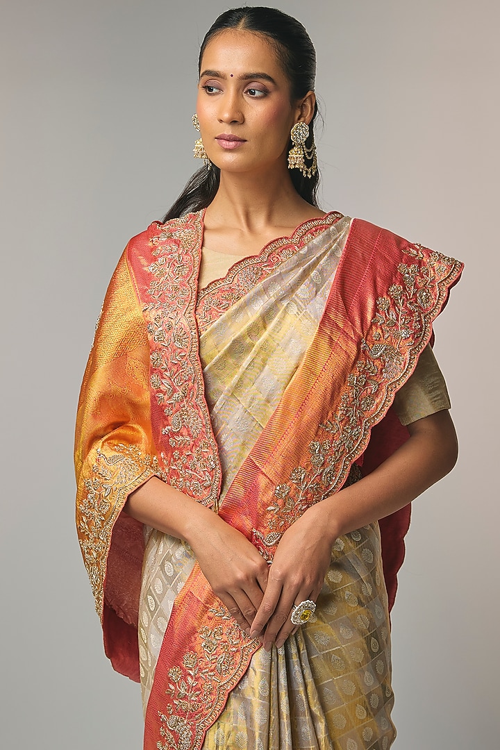 Sidhidata Kanjivaram Banarasi Jacquard Zijde Saree met Blouse
