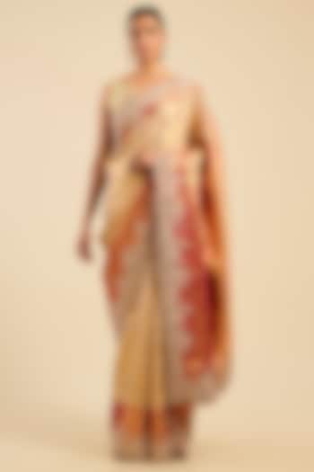 Golden Kanjivaram Reception Saree Set by TATWAMM By Abhishek & Vinita at Pernia's Pop Up Shop