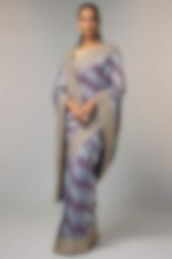 Blue Banarasi Reception Saree Set by TATWAMM By Abhishek & Vinita at Pernia's Pop Up Shop