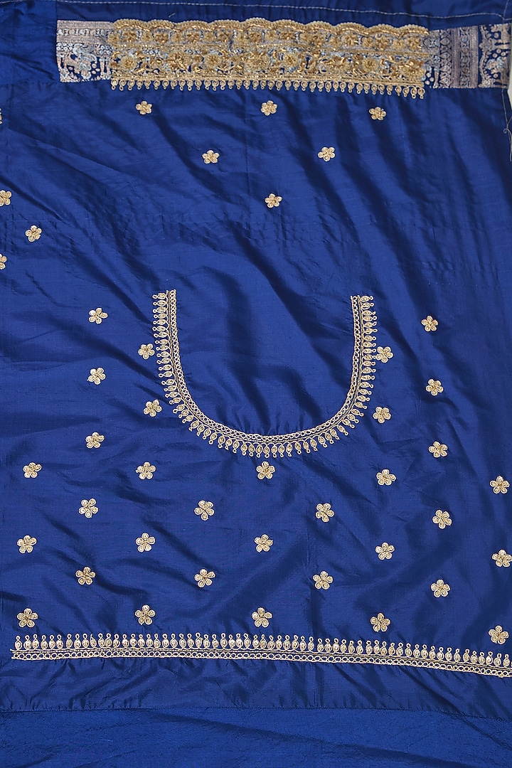 Blue Banarasi Reception Saree Set by TATWAMM By Abhishek & Vinita at Pernia's Pop Up Shop