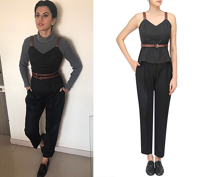 Black Button down trousers available only at Pernia's Pop Up Shop.