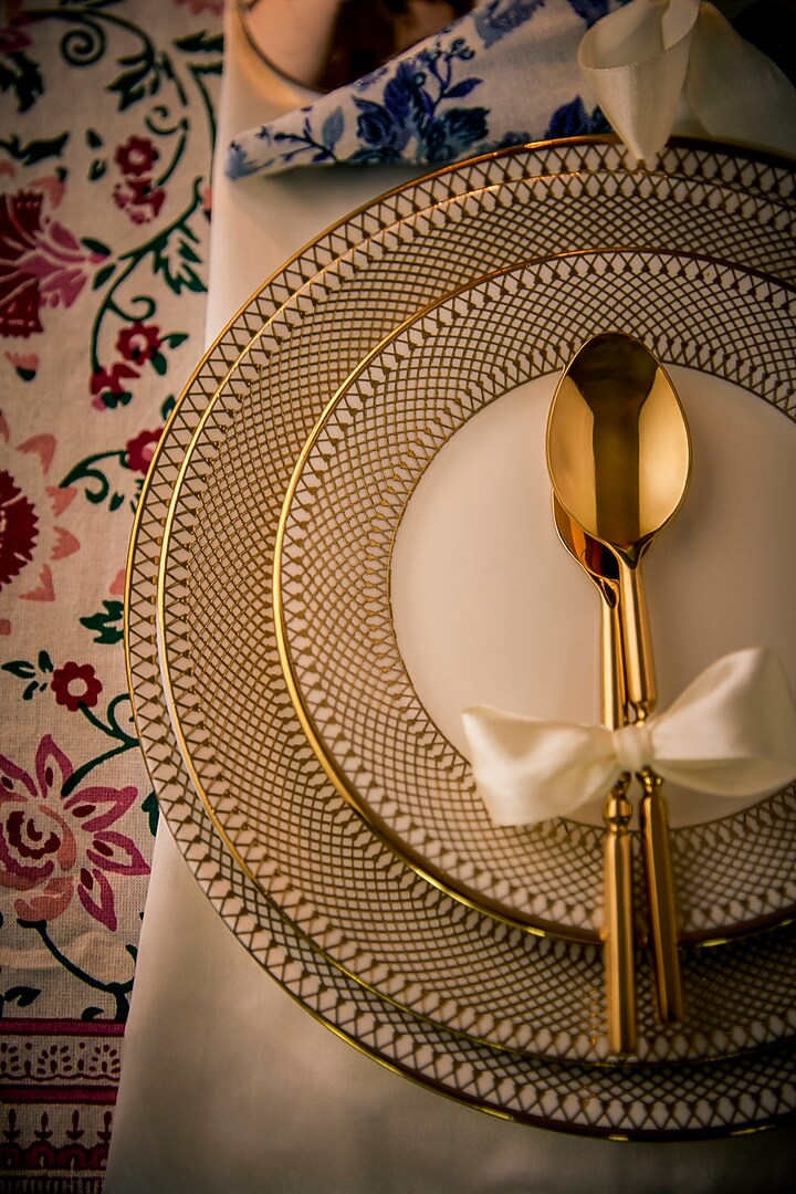 Gold & White Bone China Plate Set by Table Manners at Pernia's Pop Up Shop