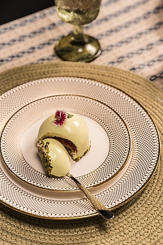 Gold & White Bone China Plate by Table Manners