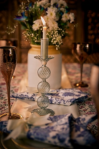 Grey Glass Candle Holder by Table Manners