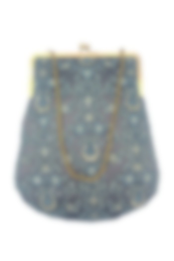 Grey & Blue Embroidered Purse by That Gypsy