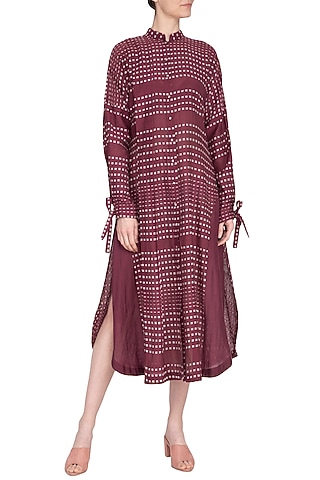 Plum and off white chatai tunic by Tahweave