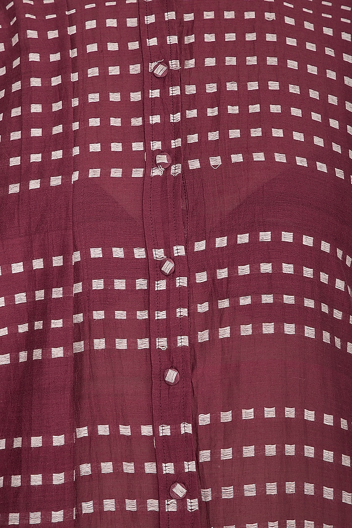 Plum and off white chatai tunic by Tahweave at Pernia's Pop Up Shop