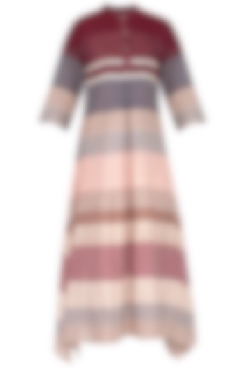 Multicolored striped pleated dress by Tahweave