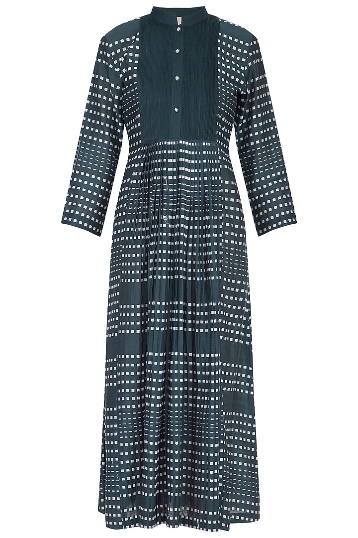 Green pleated chatai Summer Dress by Tahweave at Pernia's Pop Up Shop