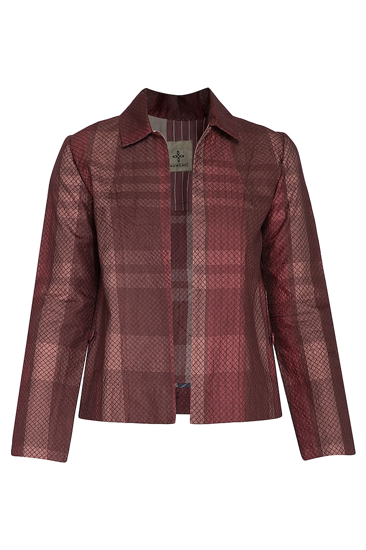 Pink checks textured jacket by Tahweave