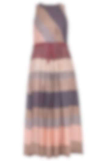 Multi colored striped pleated dress by Tahweave