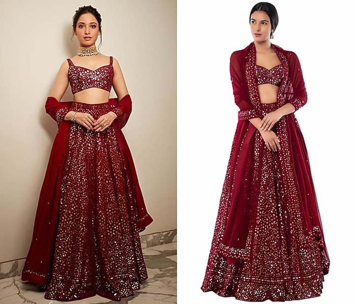 Maroon Embroidered Bridal Lehenga Set by Tamanna Punjabi Kapoor at Pernia's Pop Up Shop