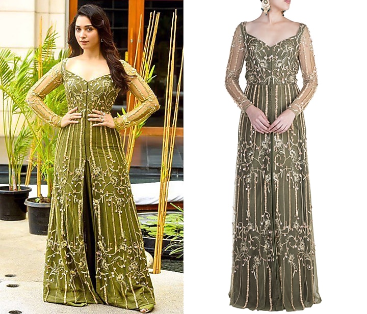 Olive Green Embroidered Jacket Kurta With Pants by Ohaila Khan at Pernia's Pop Up Shop