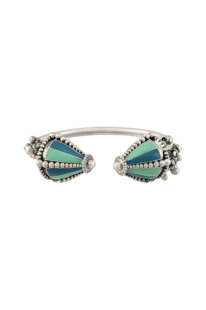 Oxidised Silver Finish Ghungroo Kada In Sterling Silver by Tribe Amrapali at Pernia's Pop Up Shop