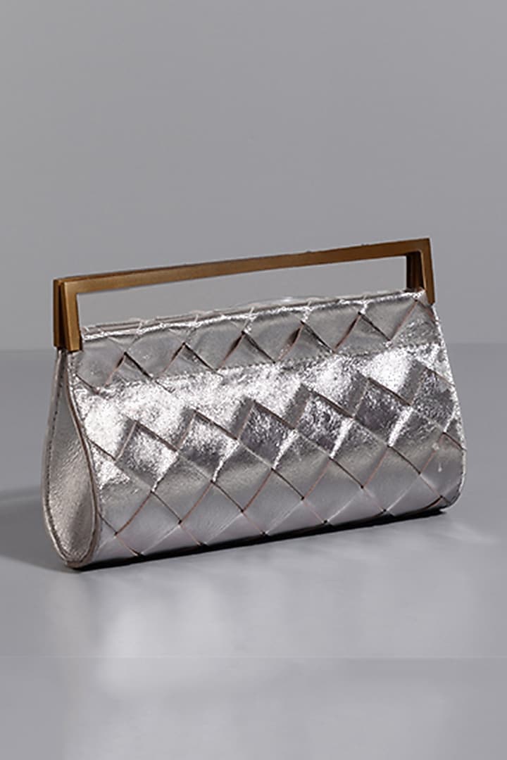 Silver Genuine Leather Clutch by Tann-ed at Pernia's Pop Up Shop