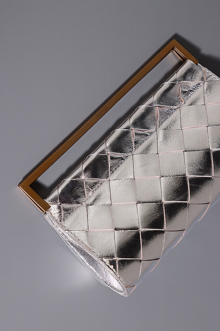 Silver Genuine Leather Clutch by Tann-ed at Pernia's Pop Up Shop