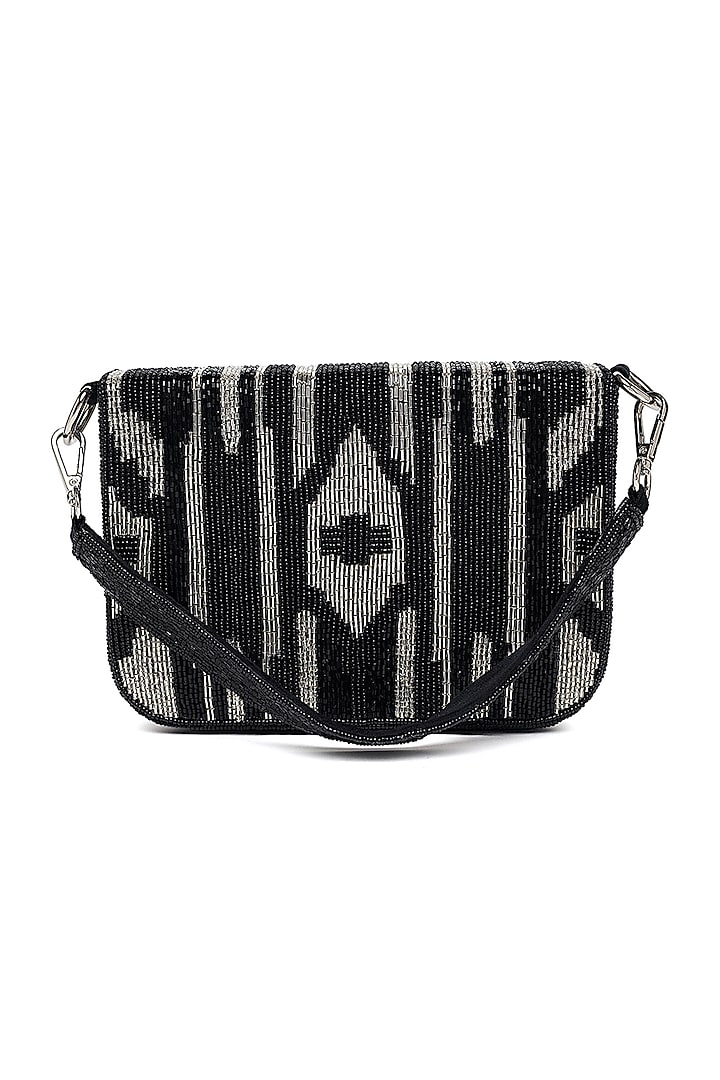 Black Beaded Satchel Bag by Tarini Nirula at Pernia's Pop Up Shop