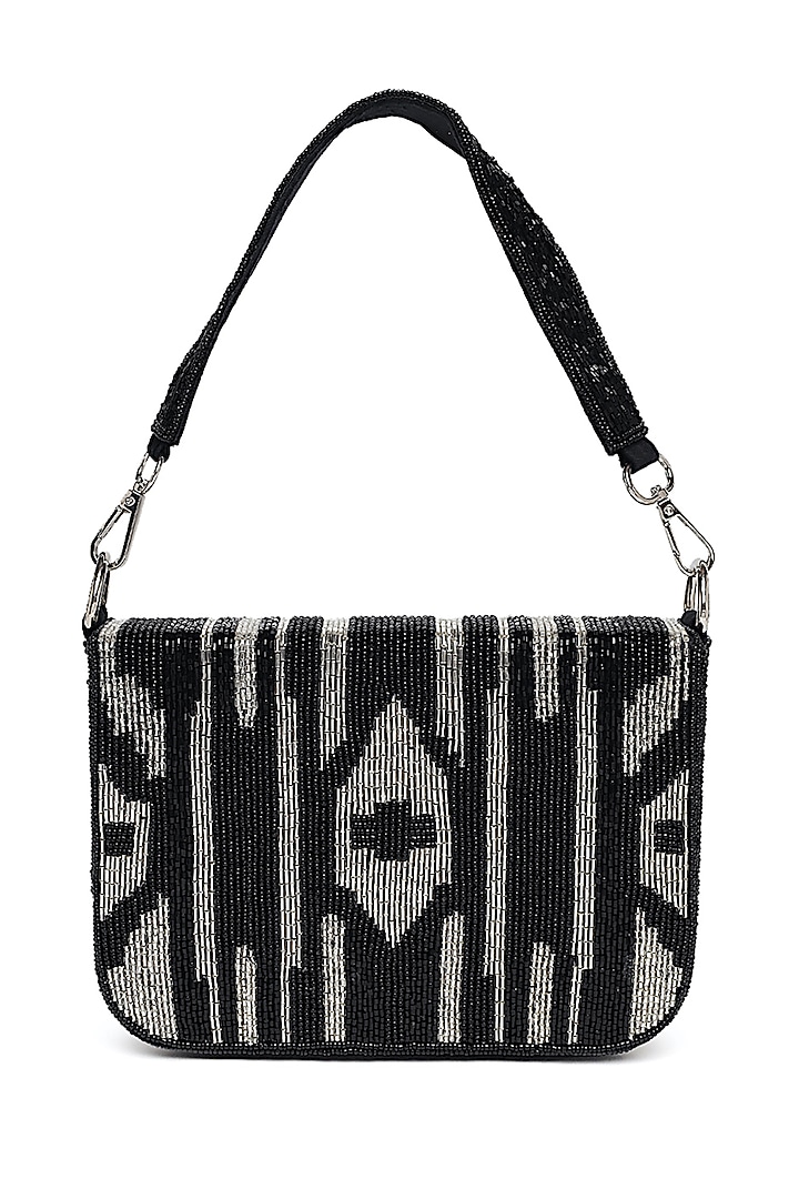 Black Beaded Satchel Bag by Tarini Nirula at Pernia's Pop Up Shop