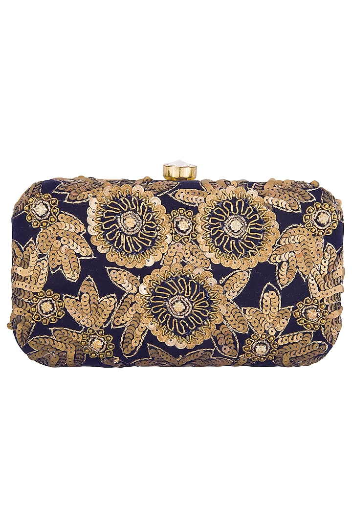 Black and gold embroidered clutch by Tarini Nirula