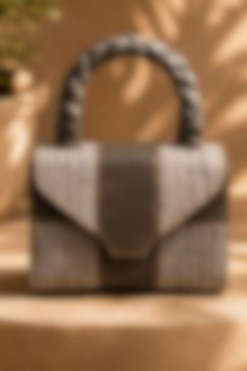Gunmetal Grey Jute Braided Clutch by TAN Studio at Pernia's Pop Up Shop