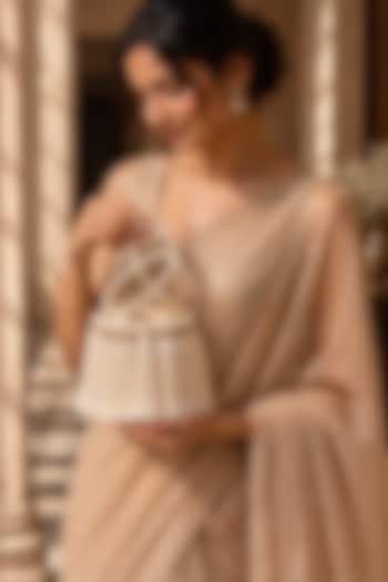 Ivory Satin Embellished Handcrafted Potli by TAN Studio at Pernia's Pop Up Shop