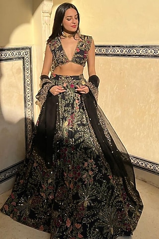 Multi-Colored Embroidered Lehenga Set by Prints By Radhika