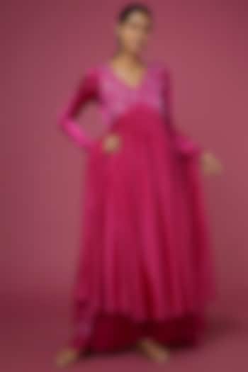Pink Hand Embroidered Anarkali Set by The Aarya