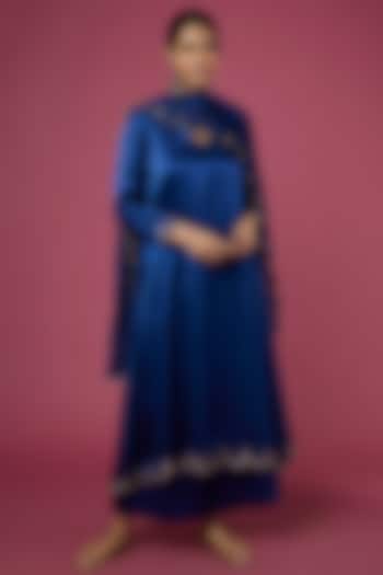 Midnight Blue Zari Embroidered Anarkali Set by The Aarya
