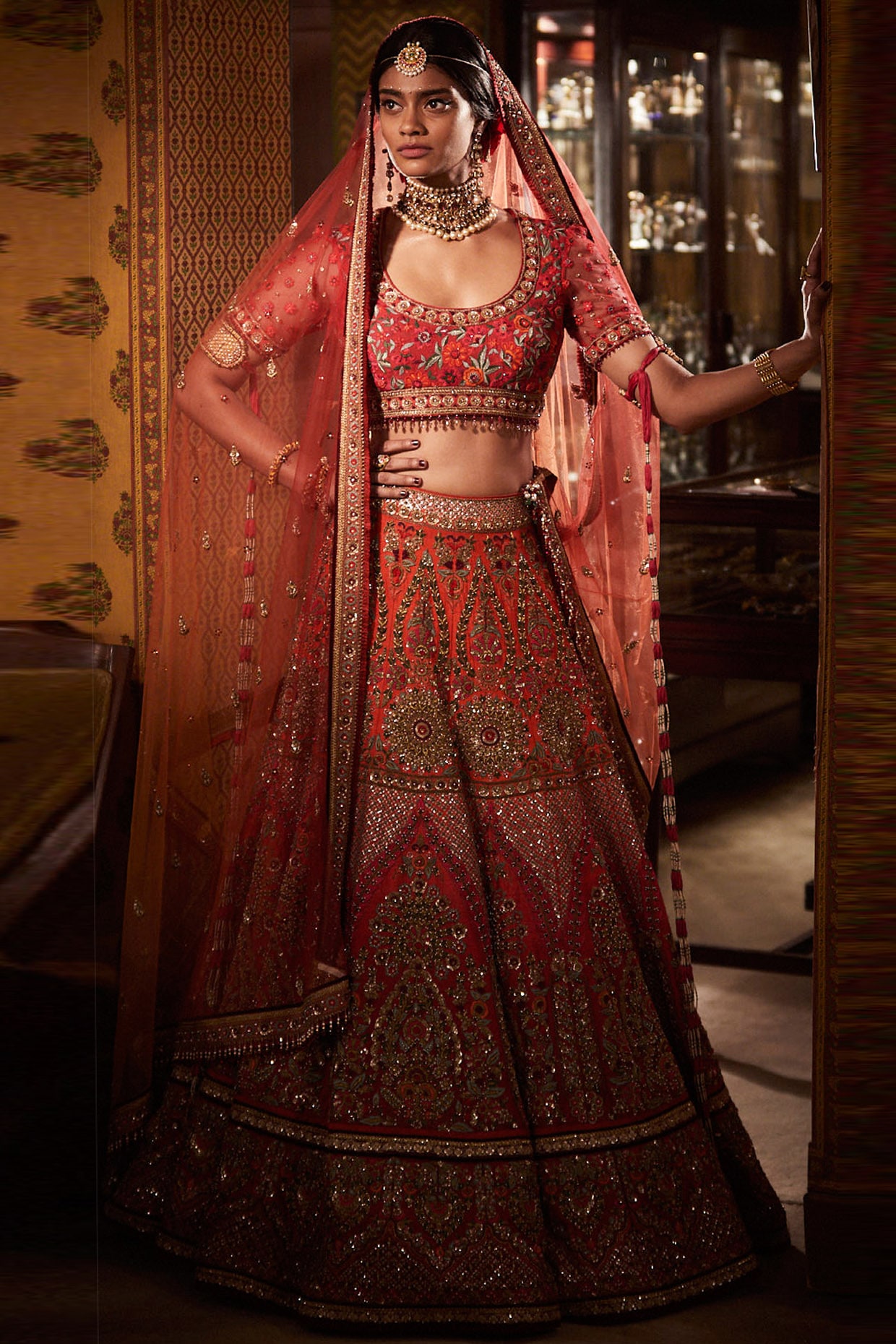We stumbled upon a bride, who opted for a stunning rosy-hued lehenga from Tarun  Tahiliani's bridal collection featuring Swarovski crystal... | Instagram