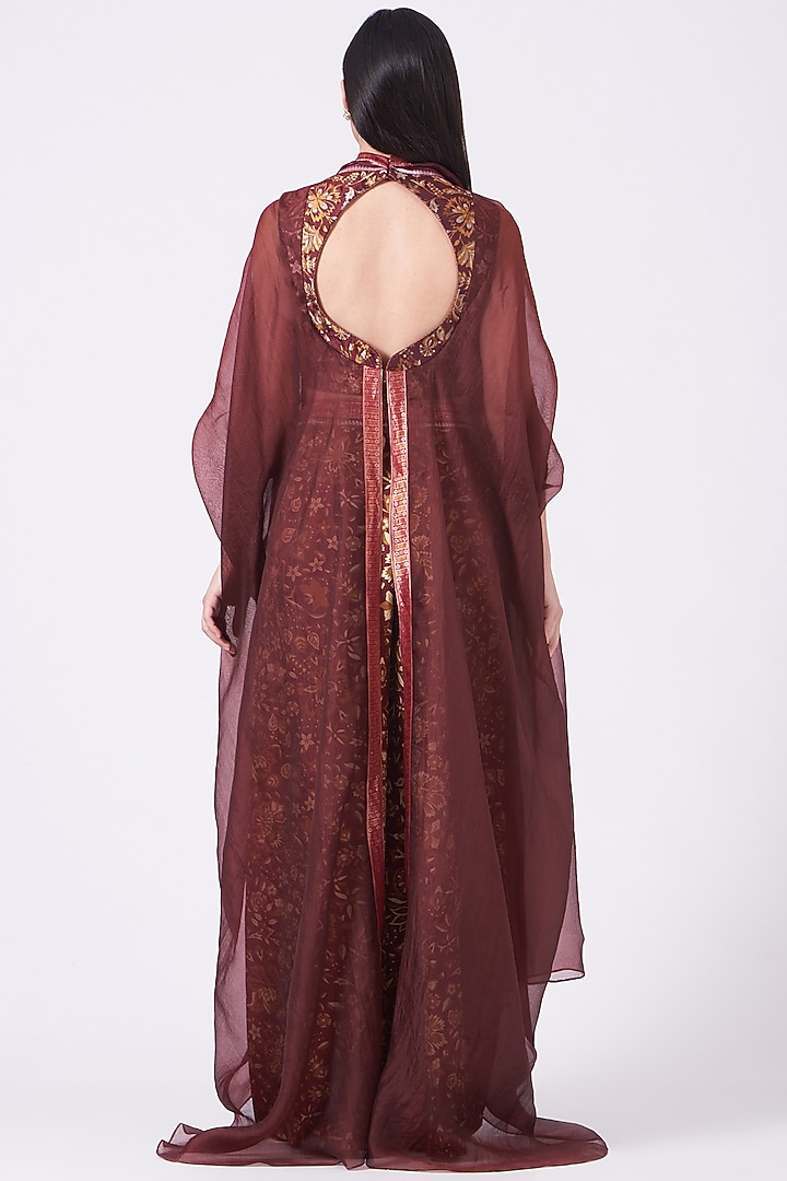 Wine Printed & Hand Embroidered Pant Set by Tarun Tahiliani at Pernia's Pop Up Shop