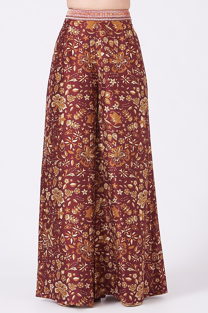 Wine Printed & Hand Embroidered Pant Set by Tarun Tahiliani at Pernia's Pop Up Shop