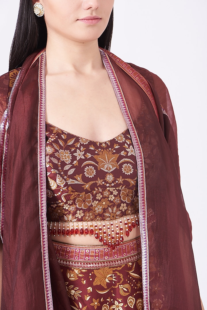 Wine Printed & Hand Embroidered Pant Set by Tarun Tahiliani at Pernia's Pop Up Shop