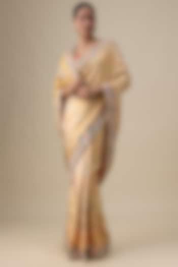 Mustard Silk Thread Work Kanjivaram Reception Saree by TATWAMM By Abhishek & Vinita at Pernia's Pop Up Shop
